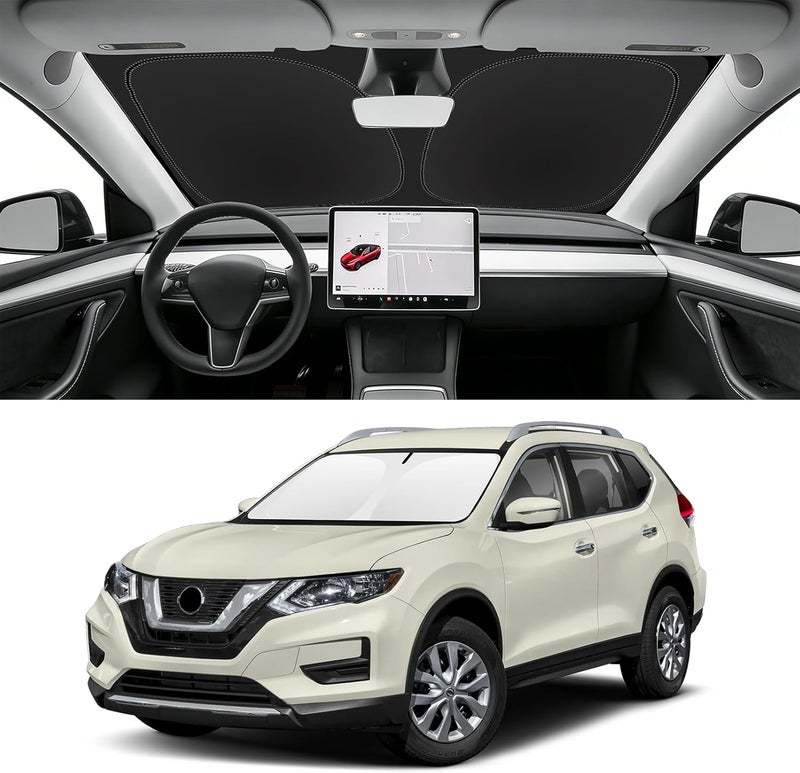 SLOGENTO Custom Fit Windshield Sun Shade for Nissan Rogue 2014-2020, Blocks UV & Heat, Front Window Sunshade, Easy Fold & Store - Image 1